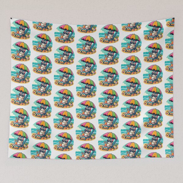 Item preview, Beach Vibes Cat Sticker designed and sold by Shaany.