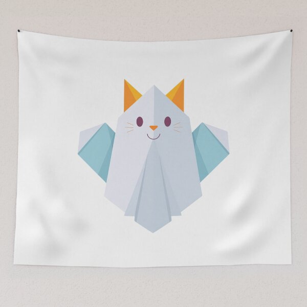Item preview, cute origami ghost cat designed and sold by EULALIA Twarog.