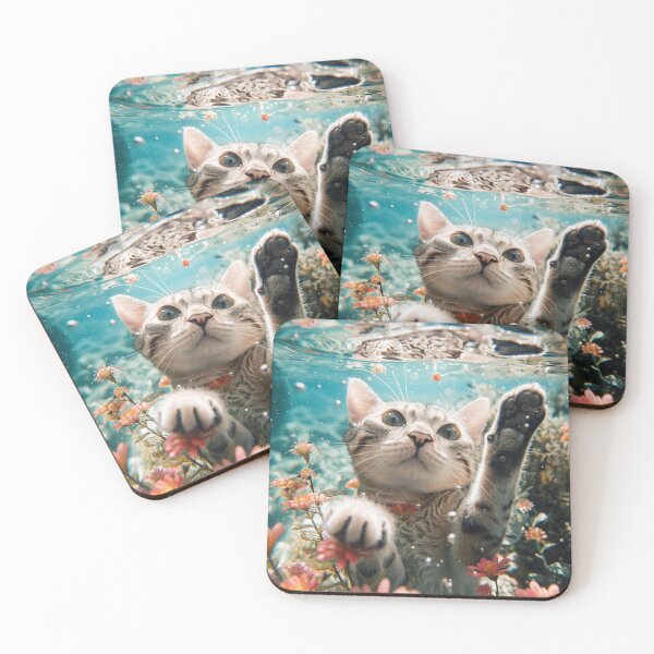 Item preview, underwater summer cat serenity designed and sold by YayaPrintable.