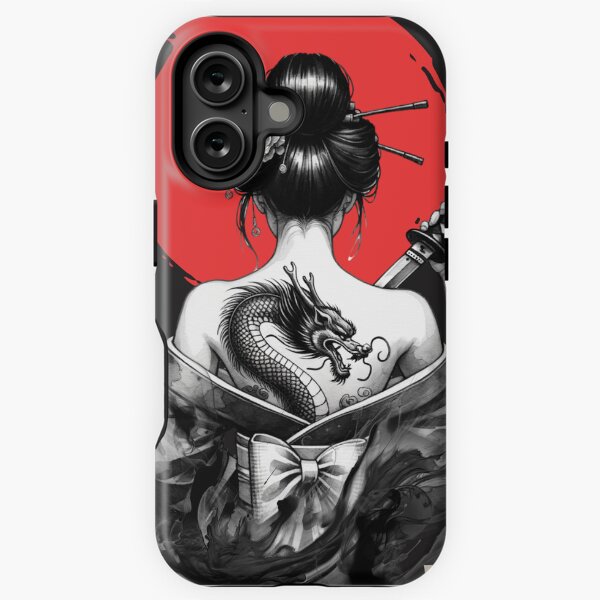 Aperçu de l'œuvre Samurai Geisha avec Katana et tatouage de dragon créée et vendue par Mariana Piana.