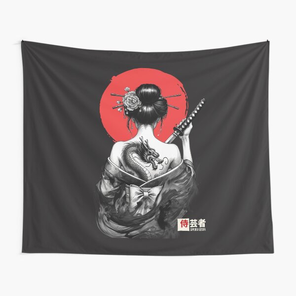 Item preview, Samurai Geisha with Katana and Dragon Tattoo designed and sold by Mariana Piana.
