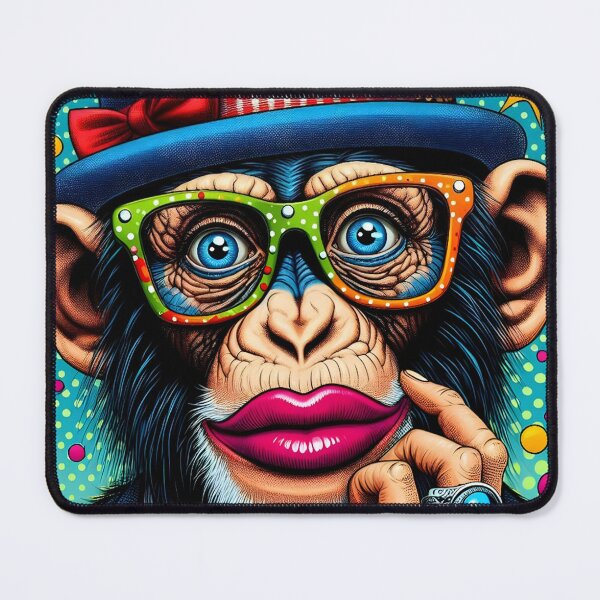 Item preview, Humorous Chimpanzee in Pop Art Tableau Style with Human Accessories designed and sold by RebeccaRe.