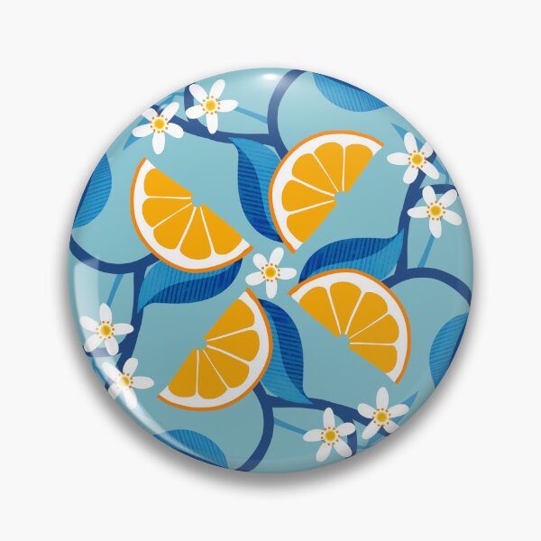 Item preview, Oranges - floral symmetry on blue - summer design with border by Cecca Designs designed and sold by Cecca-Designs.