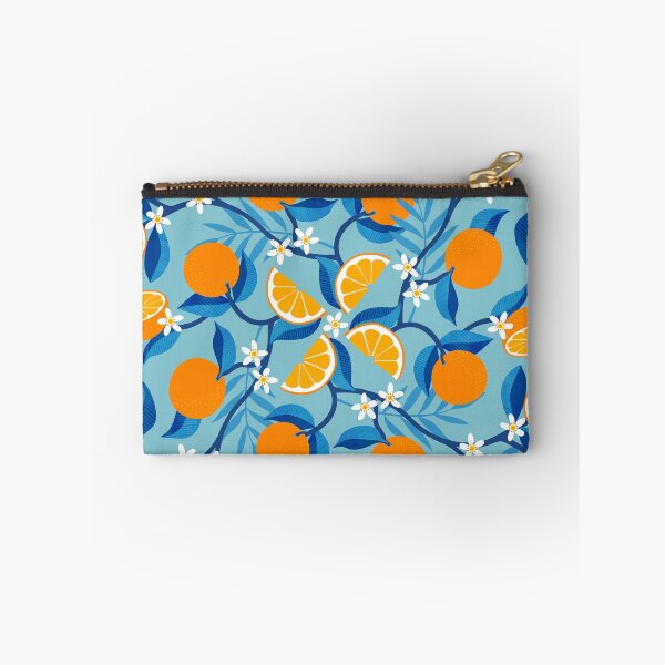 Item preview, Oranges - floral symmetry on blue - summer design with border by Cecca Designs designed and sold by Cecca-Designs.