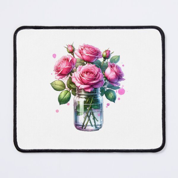 Item preview, Watercolor Pink Roses in Jar designed and sold by Ginngers.
