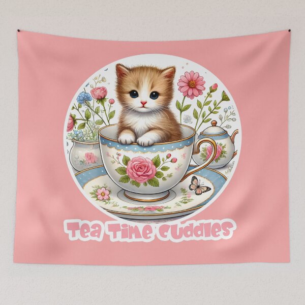 Item preview, Tea Time Cuddles - Adorable Kitten in Teacup designed and sold by AmvaDesigns.