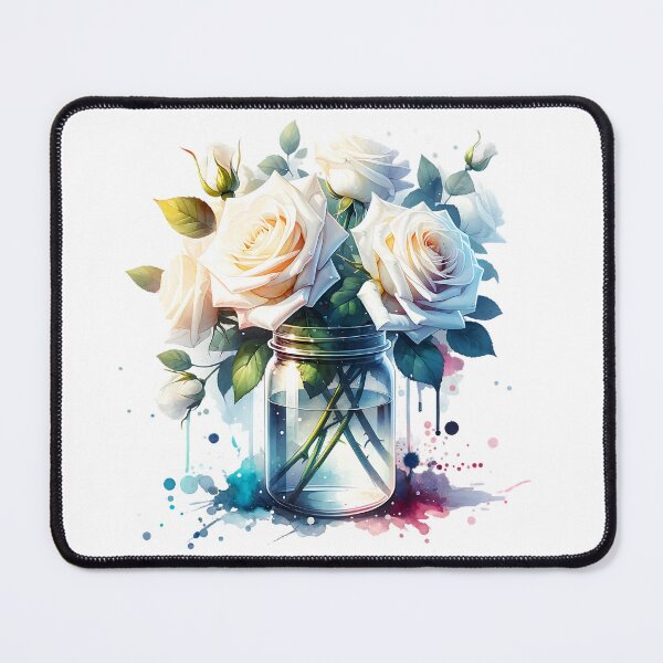 Item preview, Watercolor White Rose in Jar designed and sold by Ginngers.