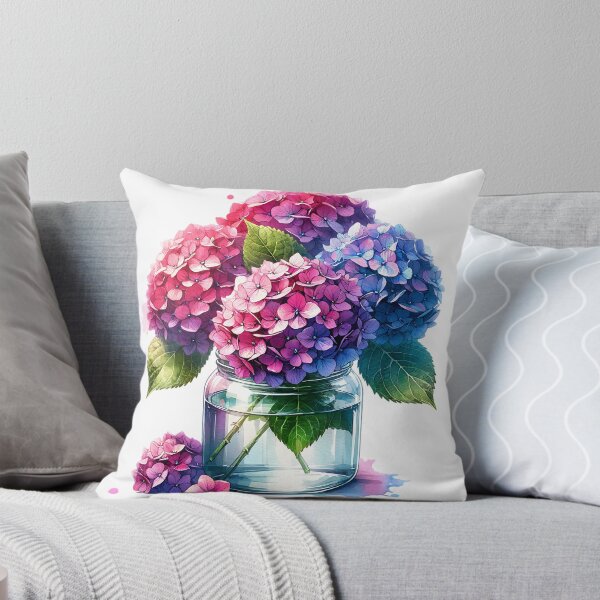 Item preview, Pink and Blue Watercolor Hydrangeas in Jar designed and sold by Ginngers.