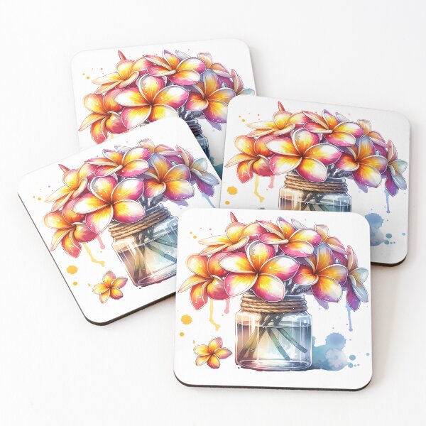 Item preview, Hawaiin Watercolor Plumerias in a Jar designed and sold by Ginngers.