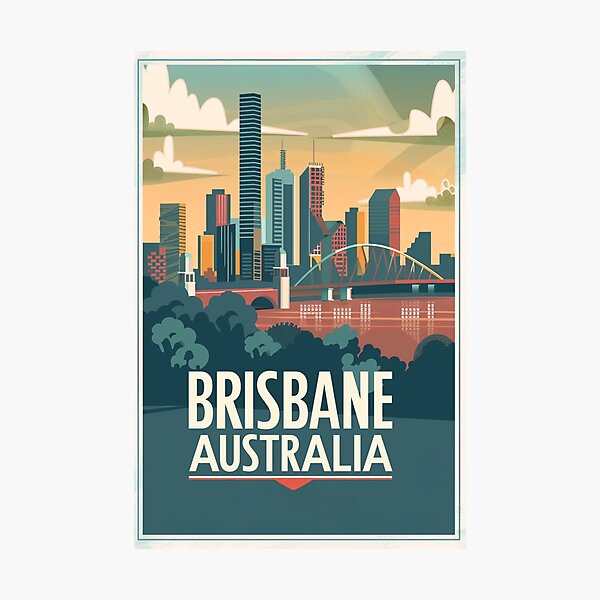 Item preview, A Vintage Travel Illustration of Brisbane - Australia  designed and sold by GoodOldVintage.