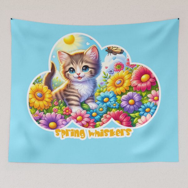 Item preview, Spring Whiskers - Kitten in Blooming Garden designed and sold by AmvaDesigns.