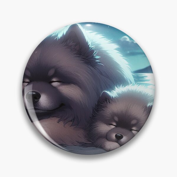 Item preview, Moonlit Keeshonds - Peaceful Night Scene with Adult and Puppy by Mountain Lake designed and sold by Woof-n-Wear.