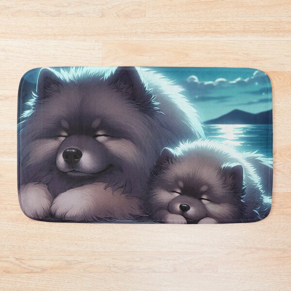 Item preview, Moonlit Keeshonds - Peaceful Night Scene with Adult and Puppy by Mountain Lake designed and sold by Woof-n-Wear.