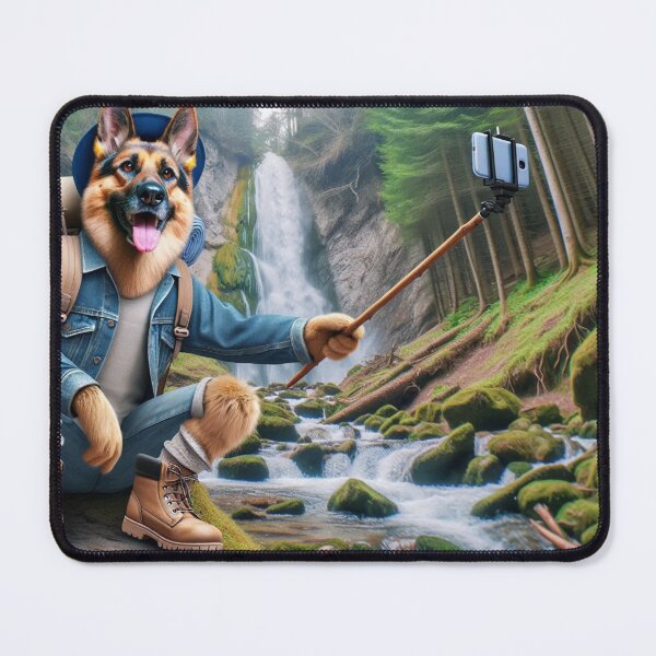Item preview, German Shepherd Social Media Celebrity on a Hike while taking a Selfie designed and sold by TheDogOnIt.