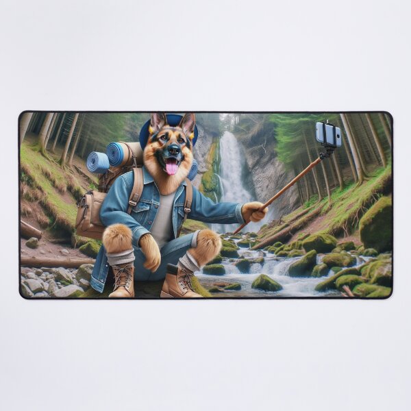 Item preview, German Shepherd Social Media Celebrity on a Hike while taking a Selfie designed and sold by TheDogOnIt.