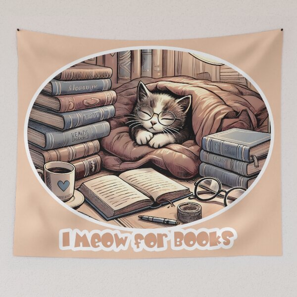 Item preview, I Meow for Books - Cozy Kitten Reading Nook designed and sold by AdelkoDesigns.
