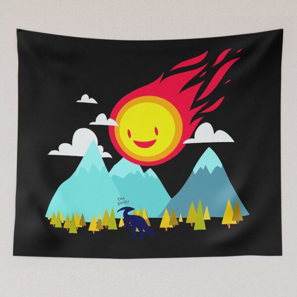 Item preview, Oh Sh*t Dinosaur Greeting Happy Comet Graphic | Bright & Vivid Colors, Vibrant Fun Gift for Kids of All Ages designed and sold by eatmorvelopator.