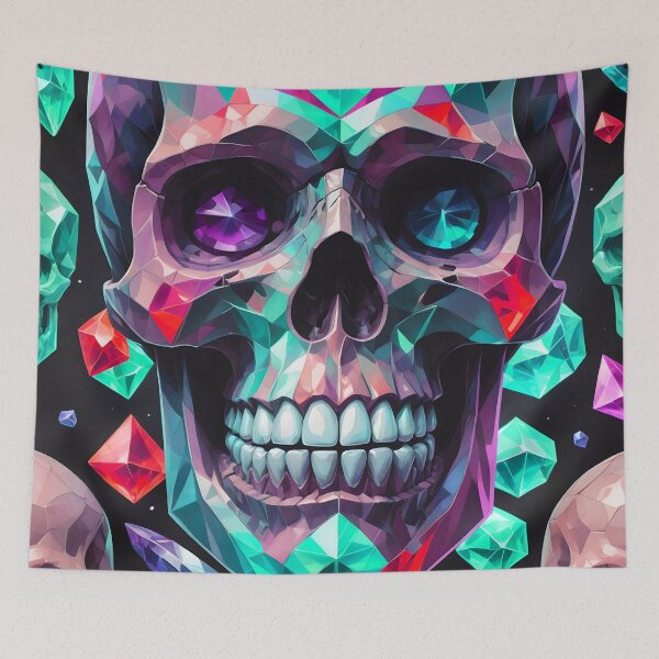Item preview, Cool Geometric Crystal Skull Art Pattern designed and sold by TheArtOfPat.