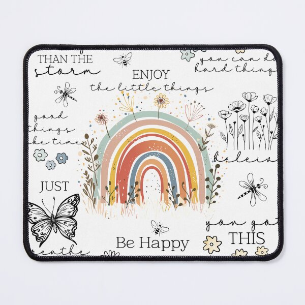 Item preview, Positive affirmations inspirational sayings with boho rainbow doodle flowers designed and sold by Inktown.