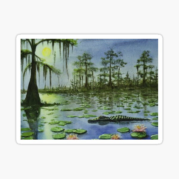 Item preview, Alligator In The Moonlight Digital Watercolor Art designed and sold by MotherOfMany87.