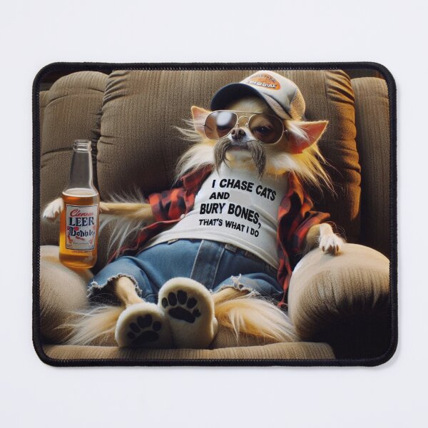 Item preview, Chihuahua Relaxing in a Recliner Drinking a Beer designed and sold by TheDogOnIt.