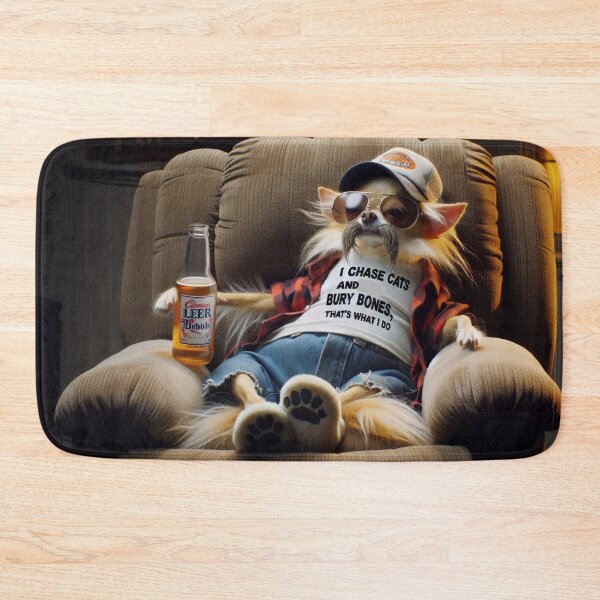 Item preview, Chihuahua Relaxing in a Recliner Drinking a Beer designed and sold by TheDogOnIt.