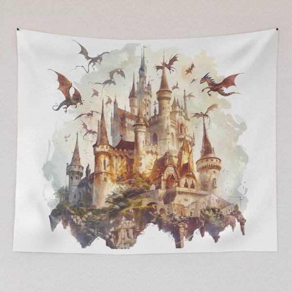 Item preview, Enchanted Fortress Among Dragons designed and sold by Chaotic Cuties.