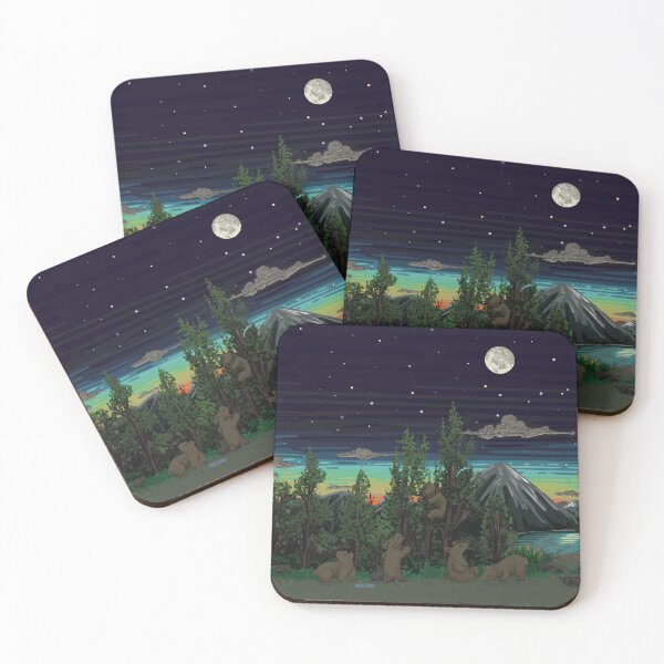 Item preview, Bears at Night in the Woods-repeating horizontal  designed and sold by MoxxiFoxxy.
