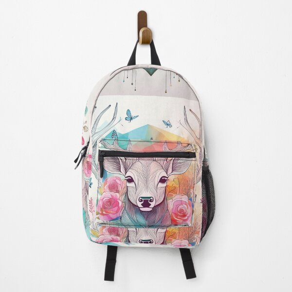 Artikelvorschau, Aquarell Hirsch in Blumen - schöner Wildblumengarten und Schmetterlinge entworfen und verkauft von navitalidesign.