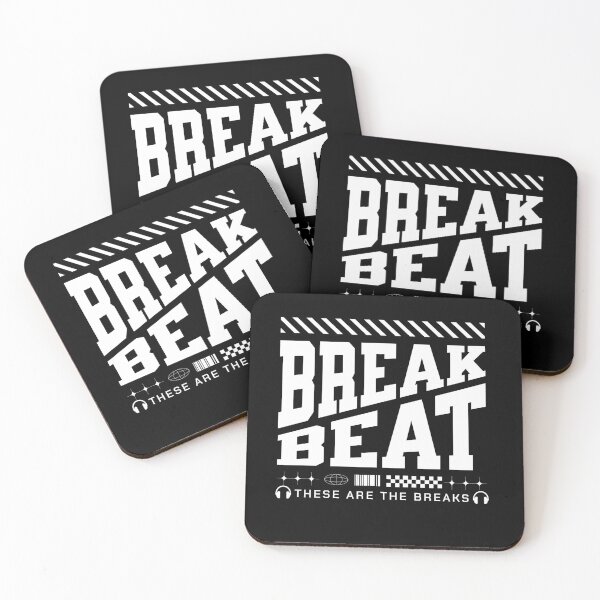 Item preview, BREAKBEAT  - Slant Font Breaks (white)  designed and sold by Discothreadz.