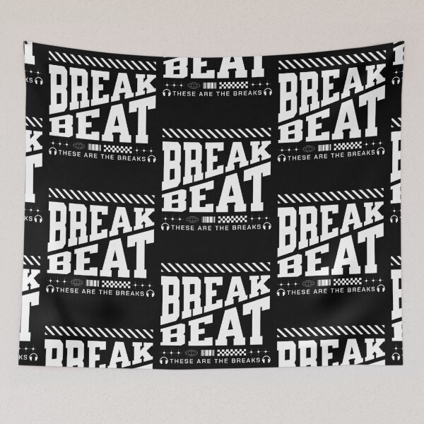 Item preview, BREAKBEAT  - Slant Font Breaks (white)  designed and sold by Discothreadz.