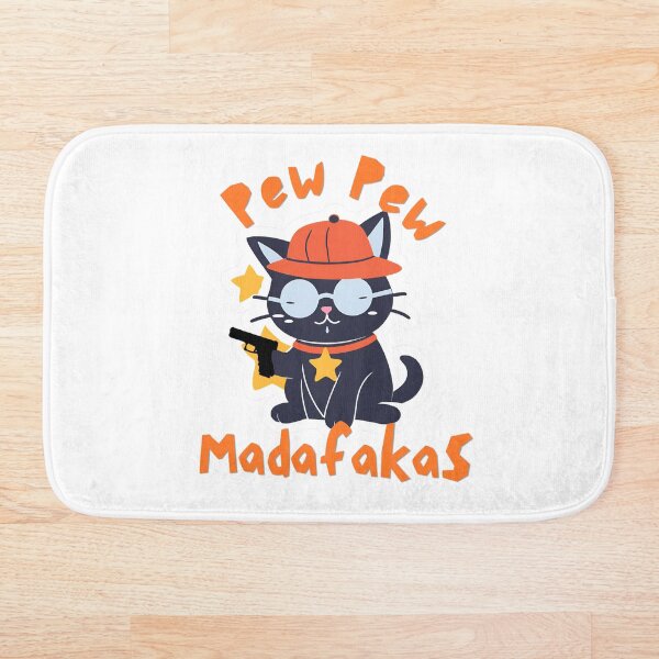 Item preview,  Funny Cat with Gun "Pew Pew Madafakas" Design designed and sold by SPfashon.