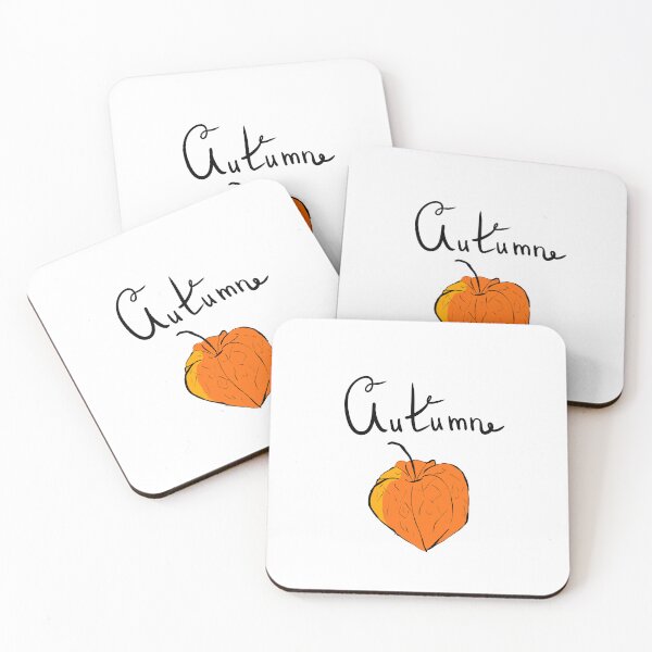 Item preview, Persimmon with the inscription: "Autumn", postcard color autumn illustration designed and sold by Karyna Hordetska.