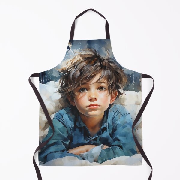 Item preview, Midnight Melancholy - A Little Boy Laying In Bed At Night Unable To Sleep - Children Art - Watercolor Art designed and sold by CastleBySea.