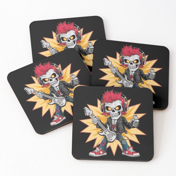 Item preview, Rockstar Skull with Electric Guitar and Fiery Hair designed and sold by markymaarty.