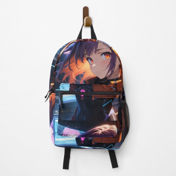 Item preview, Cyberpunk Anime Girl in Orange designed and sold by ByteyCreatives.
