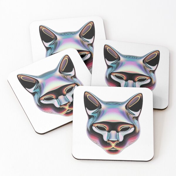 Item preview, holographic 3d cat portrait render illustration designed and sold by ilomuilo.