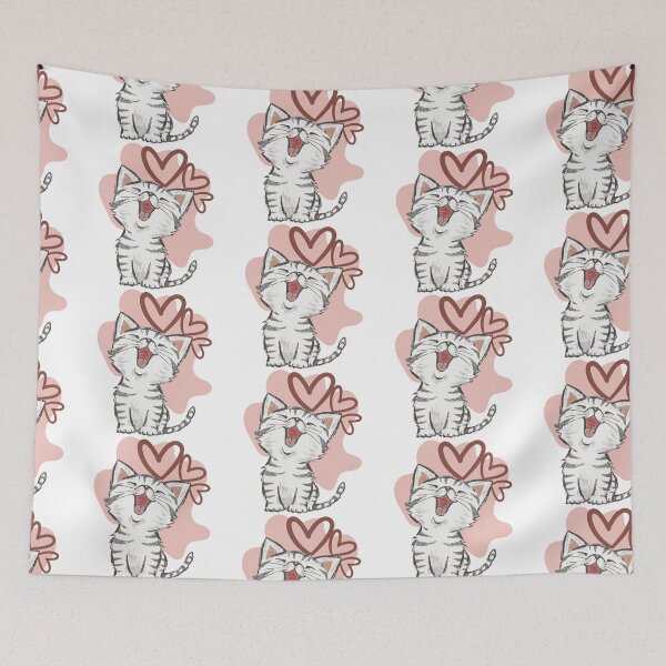 Item preview, Smiling happy cat with pink background designed and sold by priyankajustine.