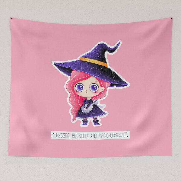 Item preview, Stressed, blessed, and magic-obsessed #Halloween2024 #SpookySeason #WitchyVibes #HauntedHouse #TrickOrTreat designed and sold by Anna Halasek.
