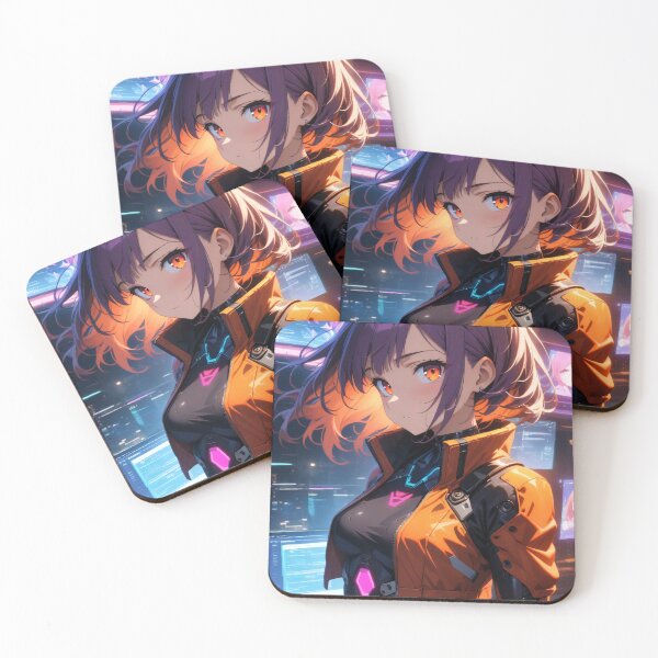 Item preview, Cyberpunk Anime Girl in Orange designed and sold by ByteyCreatives.