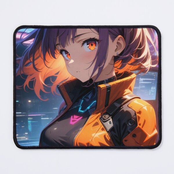 Item preview, Cyberpunk Anime Girl in Orange designed and sold by ByteyCreatives.