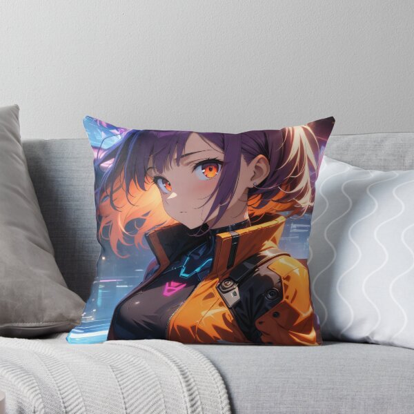 Item preview, Cyberpunk Anime Girl in Orange designed and sold by ByteyCreatives.