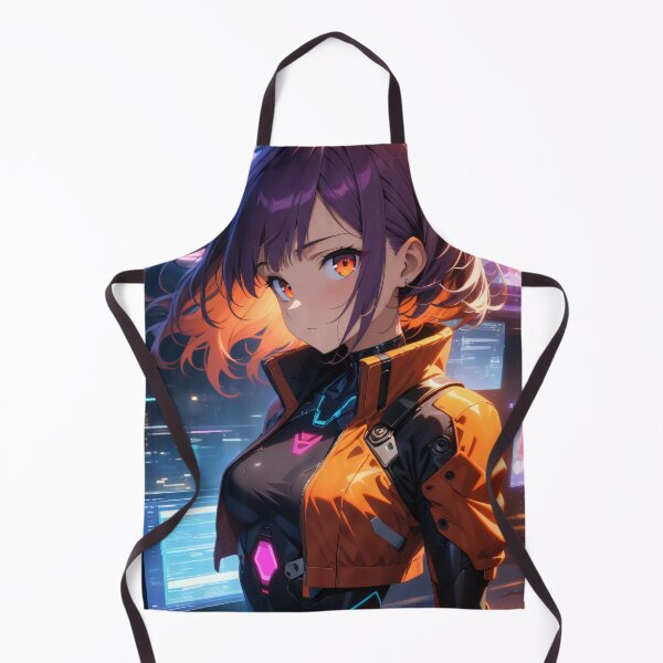 Item preview, Cyberpunk Anime Girl in Orange designed and sold by ByteyCreatives.