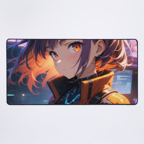 Item preview, Cyberpunk Anime Girl in Orange designed and sold by ByteyCreatives.