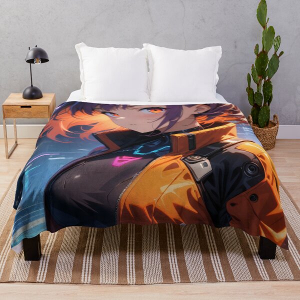Item preview, Cyberpunk Anime Girl in Orange designed and sold by ByteyCreatives.