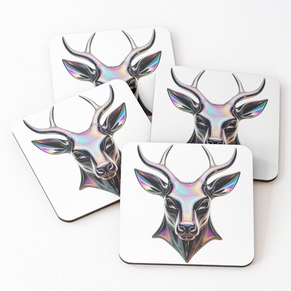 Item preview, holographic 3d deer portrait render illustration designed and sold by ilomuilo.