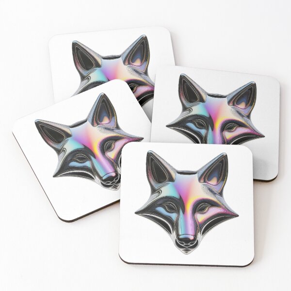Item preview, holographic 3d fox portrait render illustration designed and sold by ilomuilo.