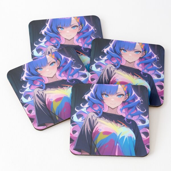 Item preview, Rebellious Colorful Anime Girl Portrait designed and sold by ByteyCreatives.
