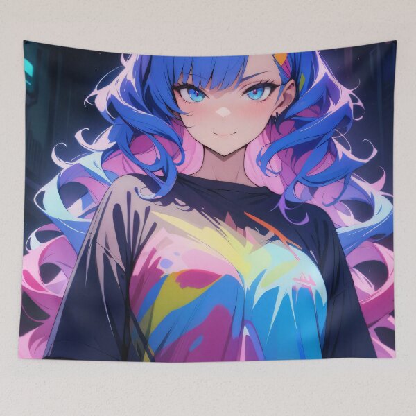 Item preview, Rebellious Colorful Anime Girl Portrait designed and sold by ByteyCreatives.