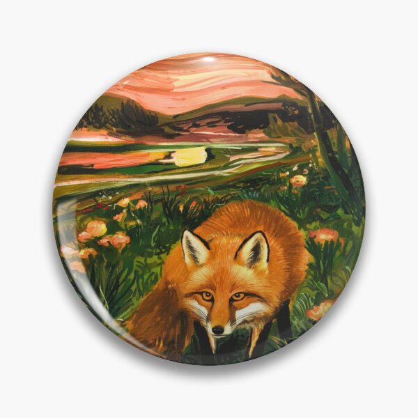 Item preview, Fox Portrait. Spring season, floral fox, vintage fox, fox painting, Edvard Munch style designed and sold by FoxVibes.